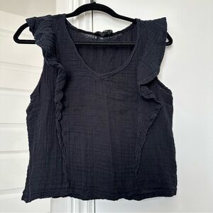 Michael Stars Black Ruffled Blouse Size Small